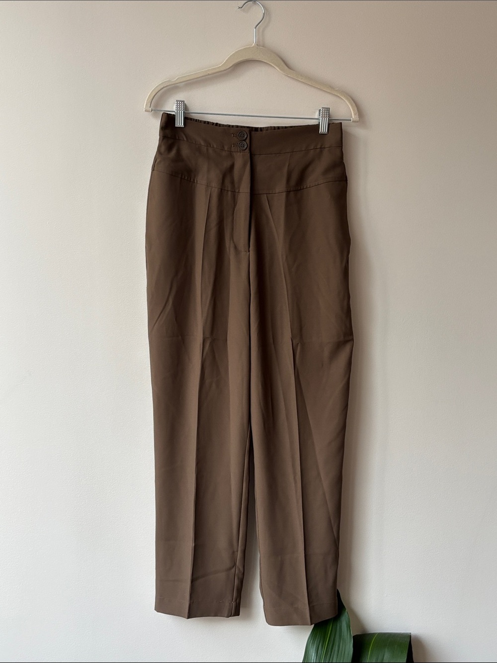 Tailored Brown Dress Pants — High Waist